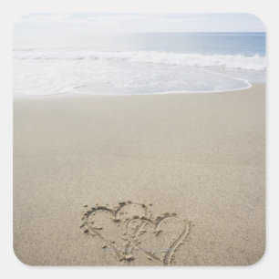 Verenigde Staten, Massachusetts, Harten getrokken  Vierkante Sticker