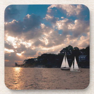 Verenigde Staten, Massachusetts. Sunset Sailing Bier Onderzetter