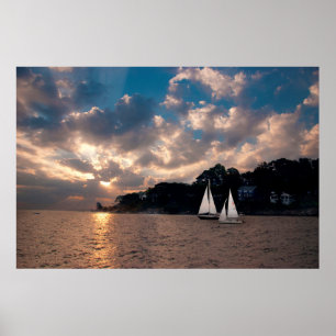 Verenigde Staten, Massachusetts. Sunset Sailing Poster