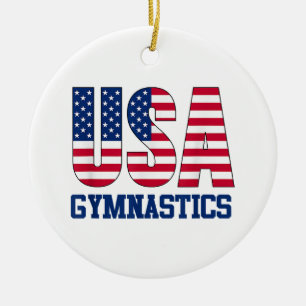 Verenigde Staten met American Flag Gymnastics Spor Keramisch Ornament