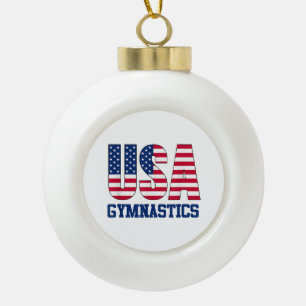 Verenigde Staten met American Flag Gymnastics Spor Keramische Bal Ornament