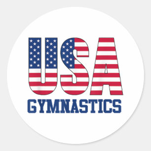 Verenigde Staten met American Flag Gymnastics Spor Ronde Sticker