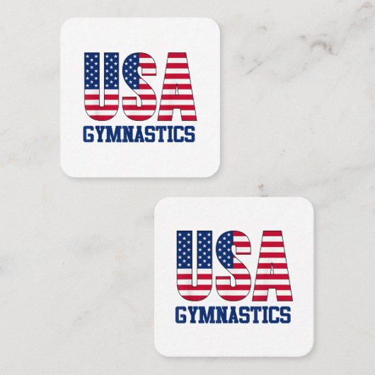 Verenigde Staten met American Flag Gymnastics Spor Vierkante Visitekaartje (Voorkant / Achterkant)
