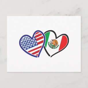 Verenigde Staten Mexico Heart Flags Briefkaart