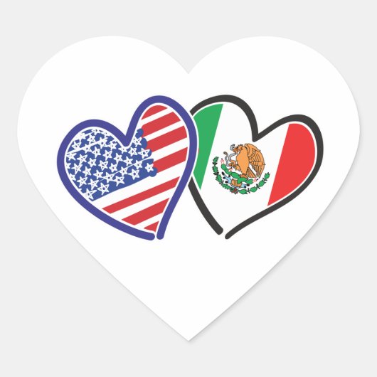 Verenigde Staten Mexico Heart Flags Hart Sticker (Voorkant)