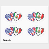 Verenigde Staten Mexico Heart Flags Ovale Sticker (Vel)