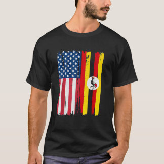 Verenigde Staten Oeganda Half Amerikaanse Vlag Roo T-shirt