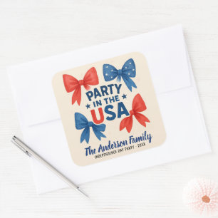 Verenigde Staten Rode en Blauwe Bogen Patriottisch Vierkante Sticker