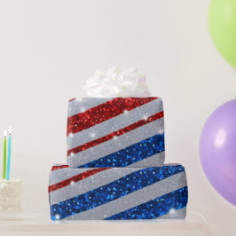 Verenigde Staten Rood Wit Blauw Glitter Vlag Indep Cadeaupapier