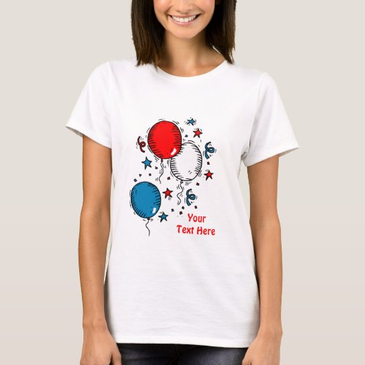Verenigde Staten-Rood Witte Blauwe Balloons T-shirt (Voorkant)