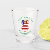 Verenigde Staten Roodharige Engel Kerstvlag Gepers Shot Glas (Voorkant)