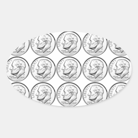 Verenigde Staten Roosevelt Dime Ovale Sticker (Voorkant)