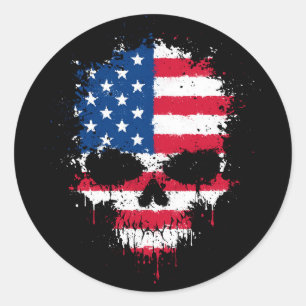Verenigde Staten: Splatter Skull Ronde Sticker