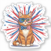 Verenigde Staten Starburst Cat - Patriotic Sticker (Voorkant)