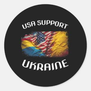 Verenigde Staten Steunen Oekraine Stand Usa Oekraï Ronde Sticker