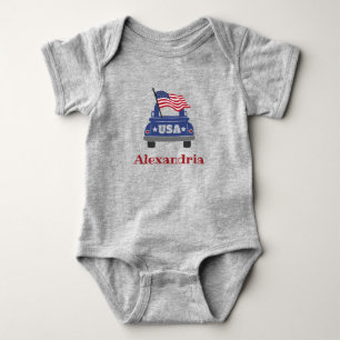 Verenigde Staten Truck Blue en Red American Flag Romper