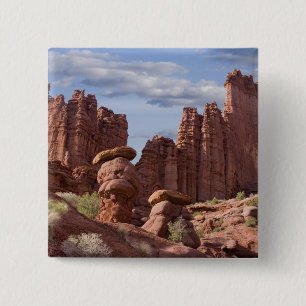 Verenigde Staten, Utah. Uitzicht van Fisher Towers Vierkante Button 5,1 Cm