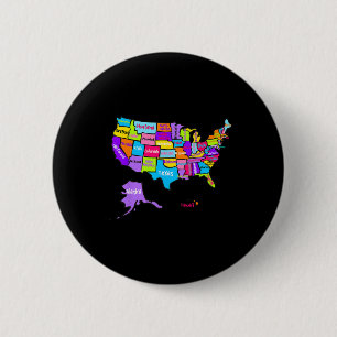 Verenigde Staten van Amerika Kleurrijke kaart met Ronde Button 5,7 Cm