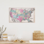  Verenigde Staten van Amerika Map (1857) Poster (Keuken)