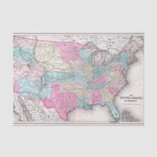  Verenigde Staten van Amerika Map (1857) Tissuepapier