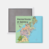 Verenigde Staten van Amerika Noordoost kaart Magneet (Voorkant / Achterkant)