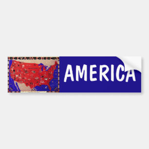  Verenigde Staten van Amerika Travel Bureau Kaart Bumpersticker