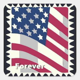 VERENIGDE STATEN VAN AMERIKA VLAG FOREVER STEMPEL VIERKANTE STICKER