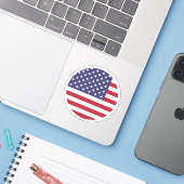 Verenigde Staten van Amerika Vlag Ronde Sticker (Laptop met iPhone)