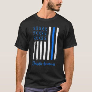 Verenigde Staten Vlag Blauwe Diabetes Type 1 Bewus T-shirt
