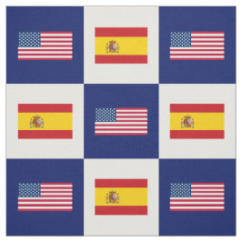 Verenigde Staten Vlag, Spanje Vlag op blauw & wit Stof