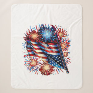 Verenigde Staten Vlag Vuurwerk Patriotisch Sherpa Deken