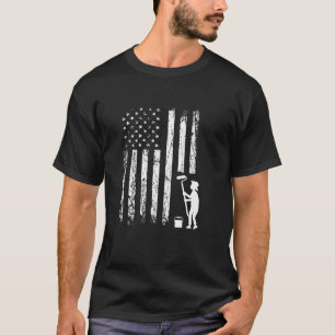 Verf Amerikaanse Vlag Roller Kunstontwerp T-shirt