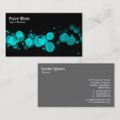 Verf Blots - Cyaan op zwart Visitekaartje (Voorkant / Achterkant)
