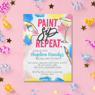 Verf en Sip Bachelorette Art Party marmer Kaart