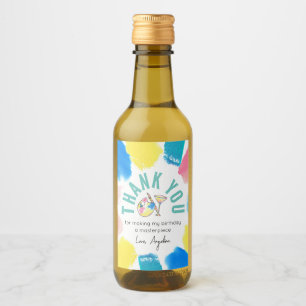 Verf en Sip Birthday Wine Party Favor Dank u Wijn Etiket