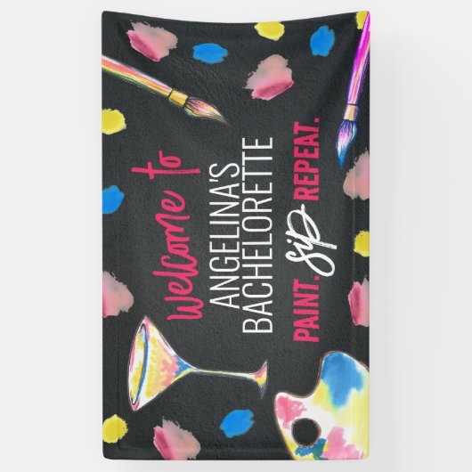 Verf en Sip Chalkboard Bachelorette Party Banner (Verticaal)