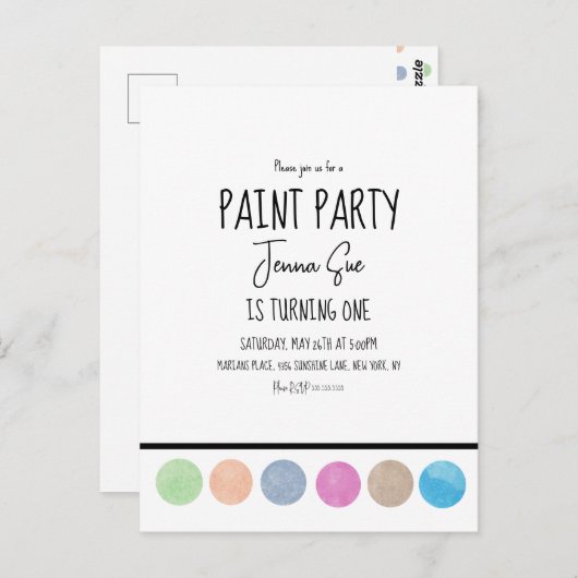 Verf Feest Waterverf Palet Kunst Verjaardag Briefkaart (Voorkant / Achterkant)