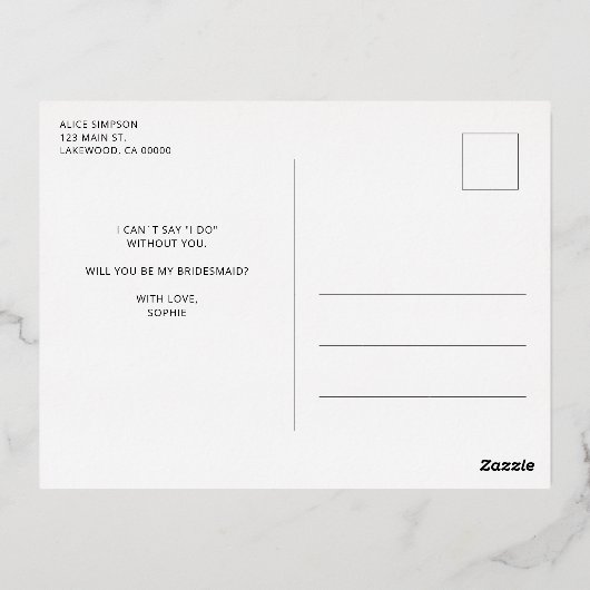 Verf Geen Feest Grappig Bruidsmeisje Voorstel Folie Uitnodiging Briefkaart (Achterkant)