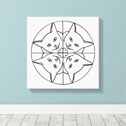 Verf het Kat Kaleidoscope op het Verplette Canvas (Insitu (Houten vloer))