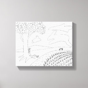 Verf het Wolk die in Park Tekenen op Canvas Afdruk