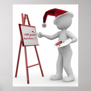 Verf je tekst Kerstman Schilderen Ezel Rood Wit Ku Poster