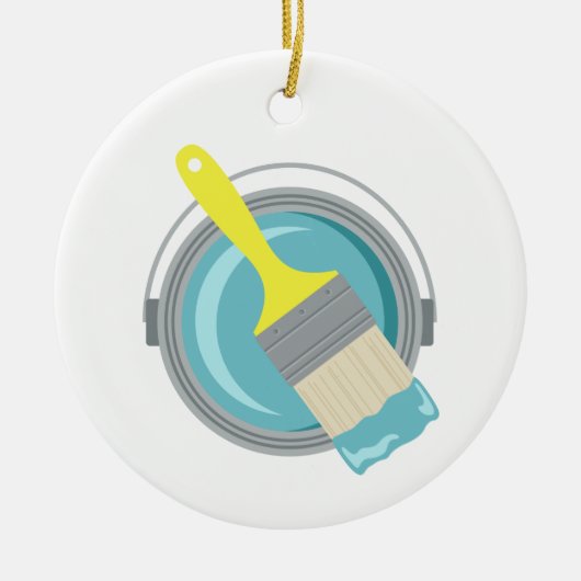 Verf kan en penseel keramisch ornament (Voorkant)