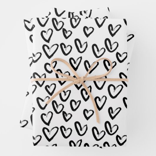 Verf Lijn Hart Patroon Inpakpapier Vel (In situ)