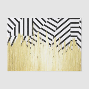 Verf lijnen in Faux Gold op zwarte & witte streep Tissuepapier