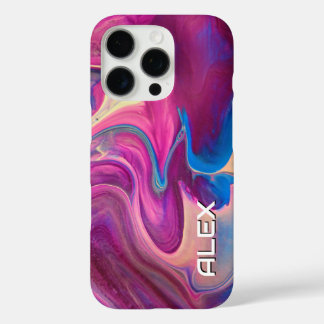 Verf Marmering Effect - Roze, Blauw & Crème Wervel iPhone 16 Pro Hoesje
