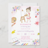 Verf Meisje Verjaardag Uitnodiging (Voorkant)