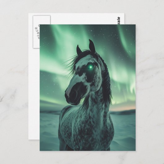 Verf Paard Gloeiende Oog Noorderlicht Briefkaart (Voorkant / Achterkant)