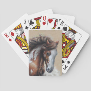 Verf paard in woestijn pokerkaarten