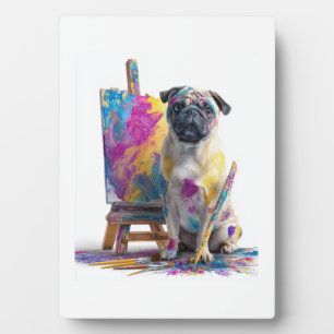 Verf Pugs - Abstracte Kunst Hond Fotoplaat
