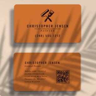 Verf QR Code Terracotta Zwart Afgeronde Schilderin Visitekaartje